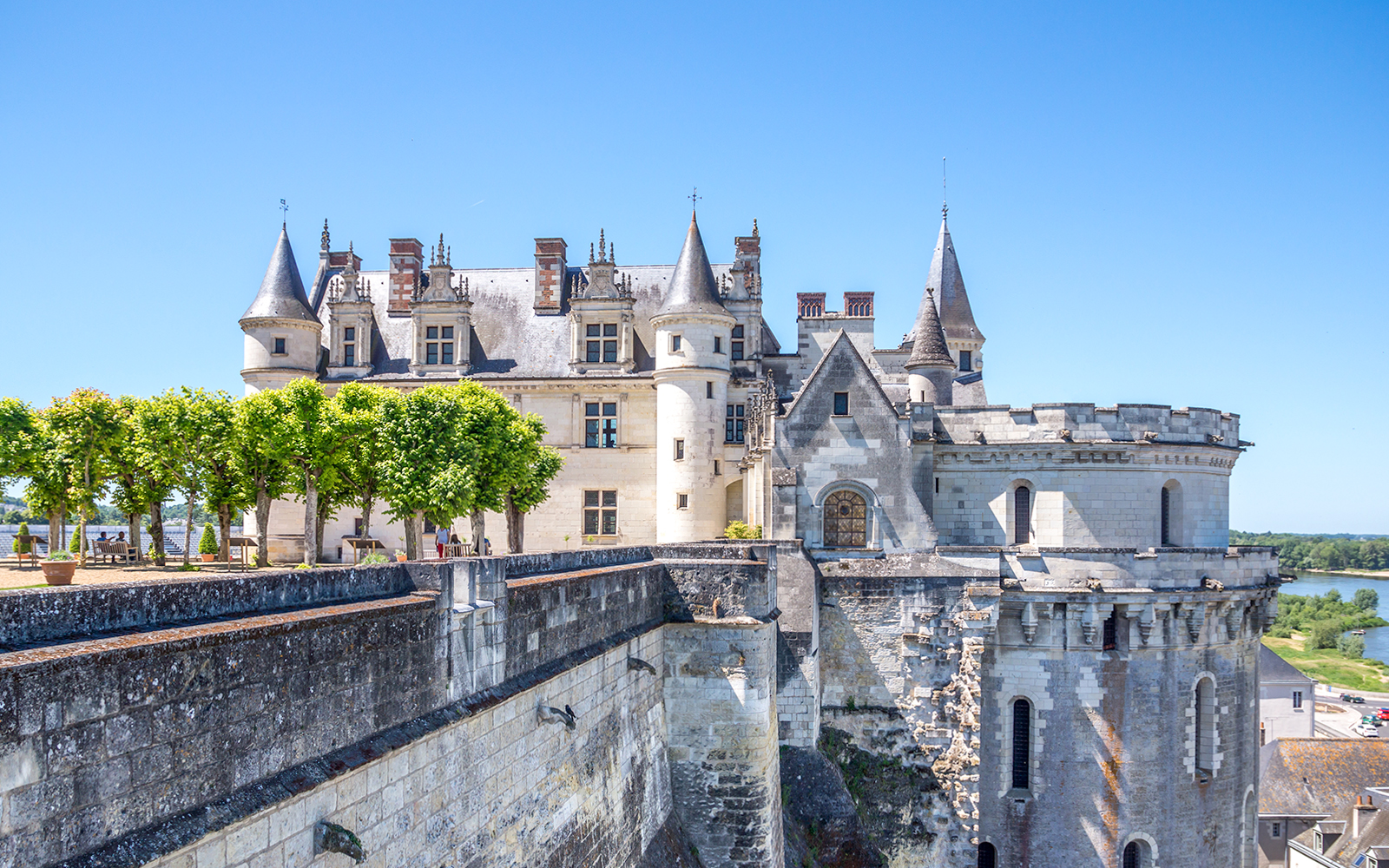 Blois Castle with turrets and trees, Loire Valley, France.