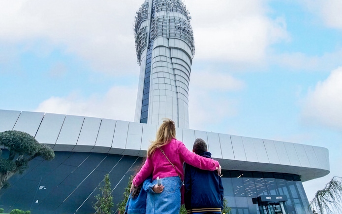 Guests admiring Camlica Tower in Istanbul, Turkey.