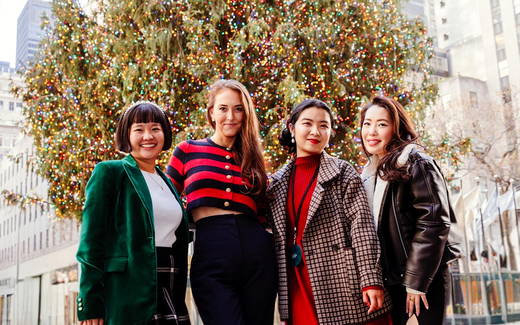 Group enjoying Rockefeller Center Christmas tree with VIP Pass.