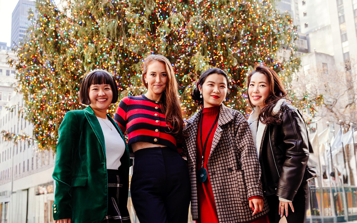 Group enjoying Rockefeller Center Christmas tree with VIP Pass.
