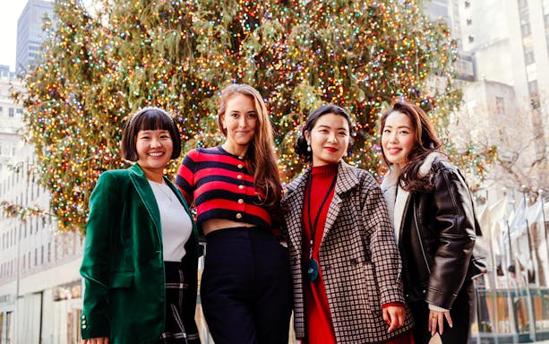 Group enjoying Rockefeller Center Christmas tree with VIP Pass.