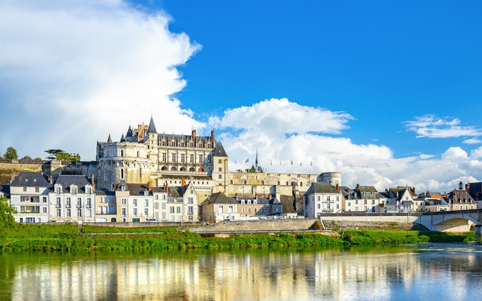 Amboise Castle overlooking the Loire River in Blois, France.