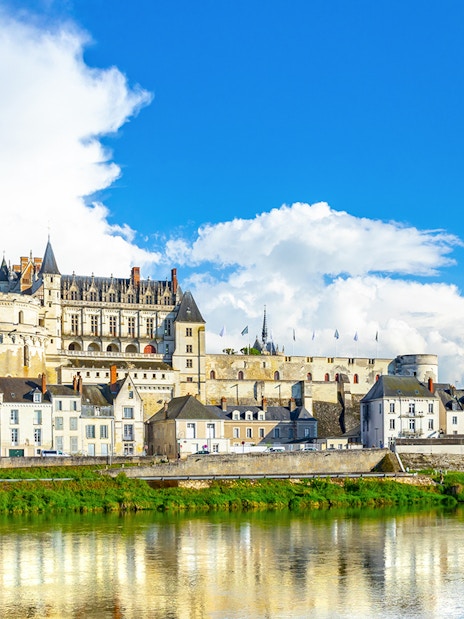 Amboise Castle overlooking the Loire River in Blois, France.
