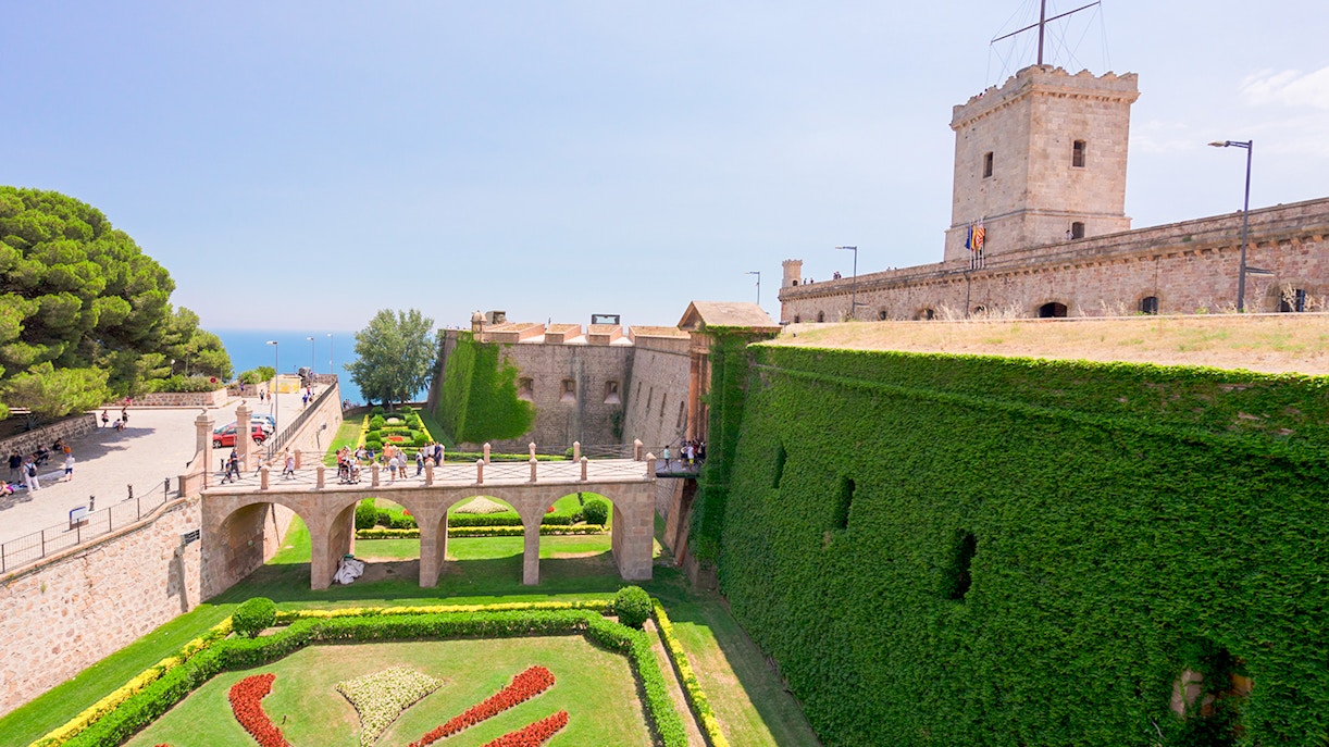 Montjuic Castle walls in Barcelona, part of the Barcelona All Inclusive Card tour.