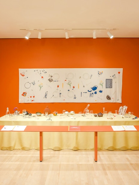 Exhibit room with modern art displays at San Francisco Museum of Modern Art.