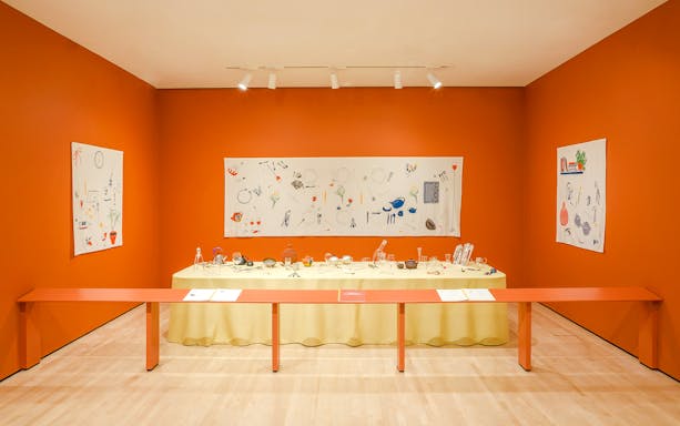 Exhibit room with modern art displays at San Francisco Museum of Modern Art.