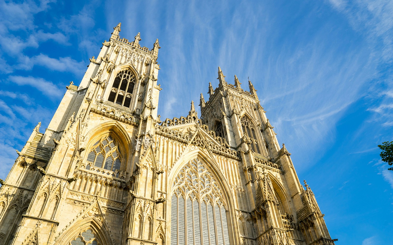 York Minster cathedral facade with Gothic architecture in York, England, UK.