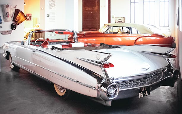 Classic cars displayed at Malaga Automobile & Fashion Museum.
