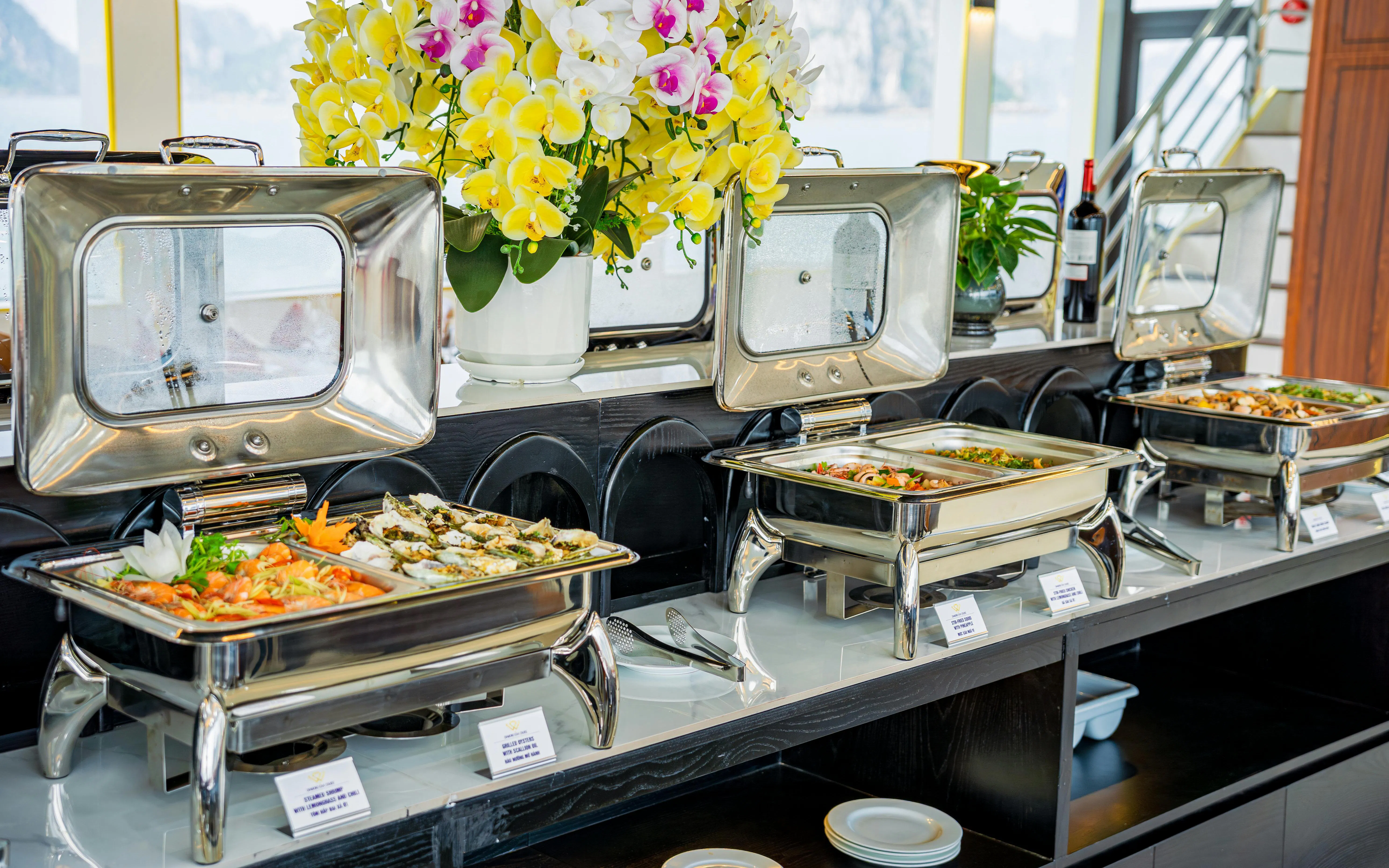 Buffet spread on Ha Long Bay Diamond Era Luxury Day Cruise.