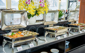 Buffet spread on Ha Long Bay Diamond Era Luxury Day Cruise.