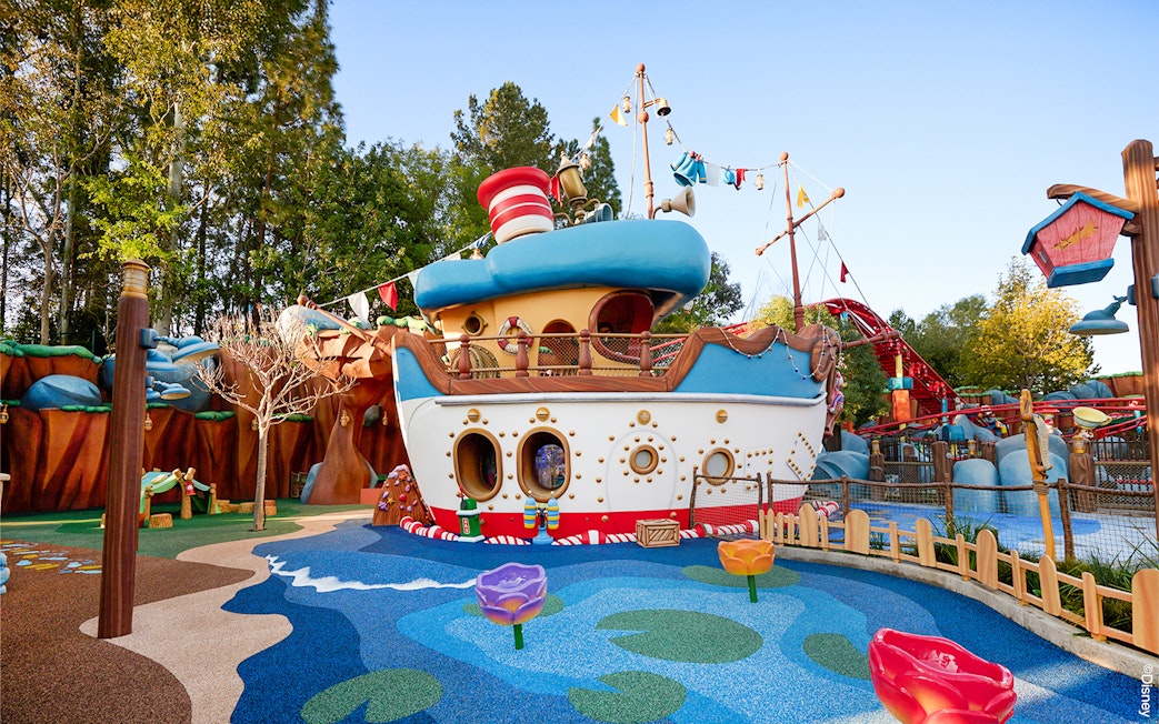 Mickey's Toontown boat attraction at Disneyland Park, California.