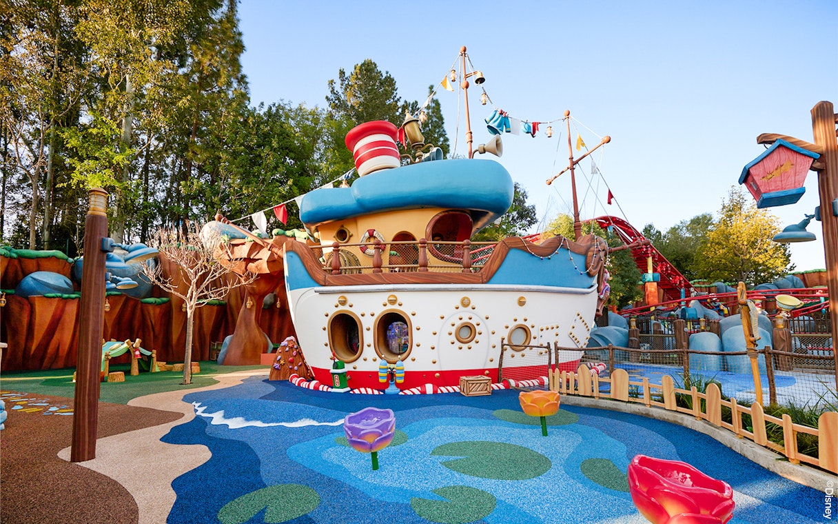 Mickey's Toontown boat attraction at Disneyland Park, California.