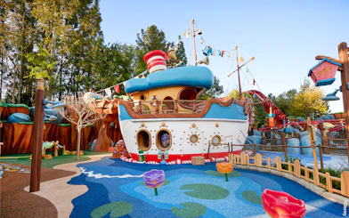 Mickey's Toontown boat attraction at Disneyland Park, California.