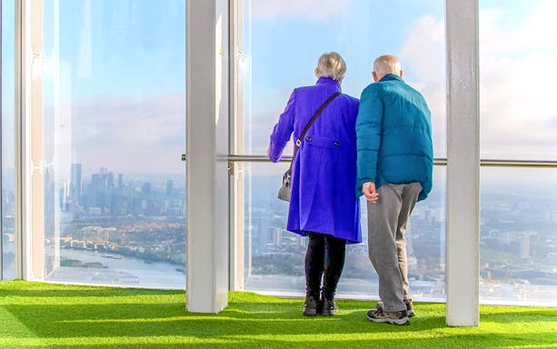 View from The Shard overlooking London skyline, part of Combo: The View from The Shard + Up At The O2.