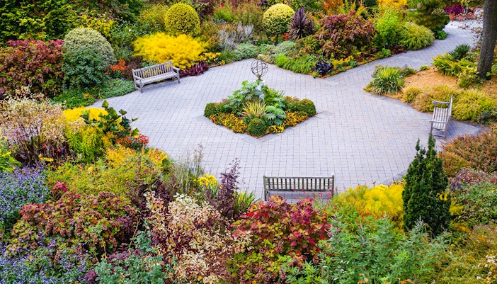 New York Botanical Garden, Bronx, lush greenery, and vibrant flowers.