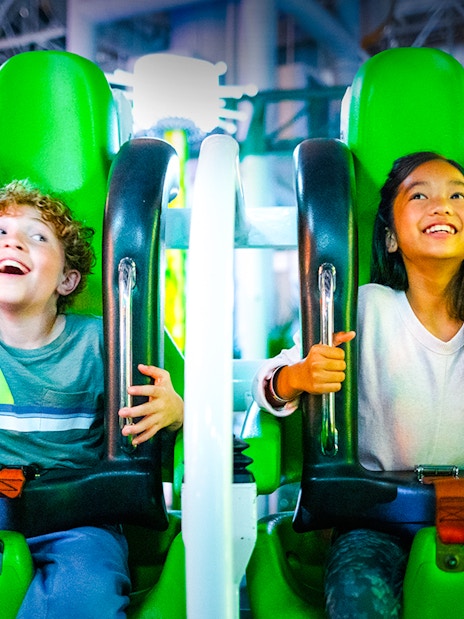 Guests enjoying a ride at Nickelodeon Universe, Mall of America.