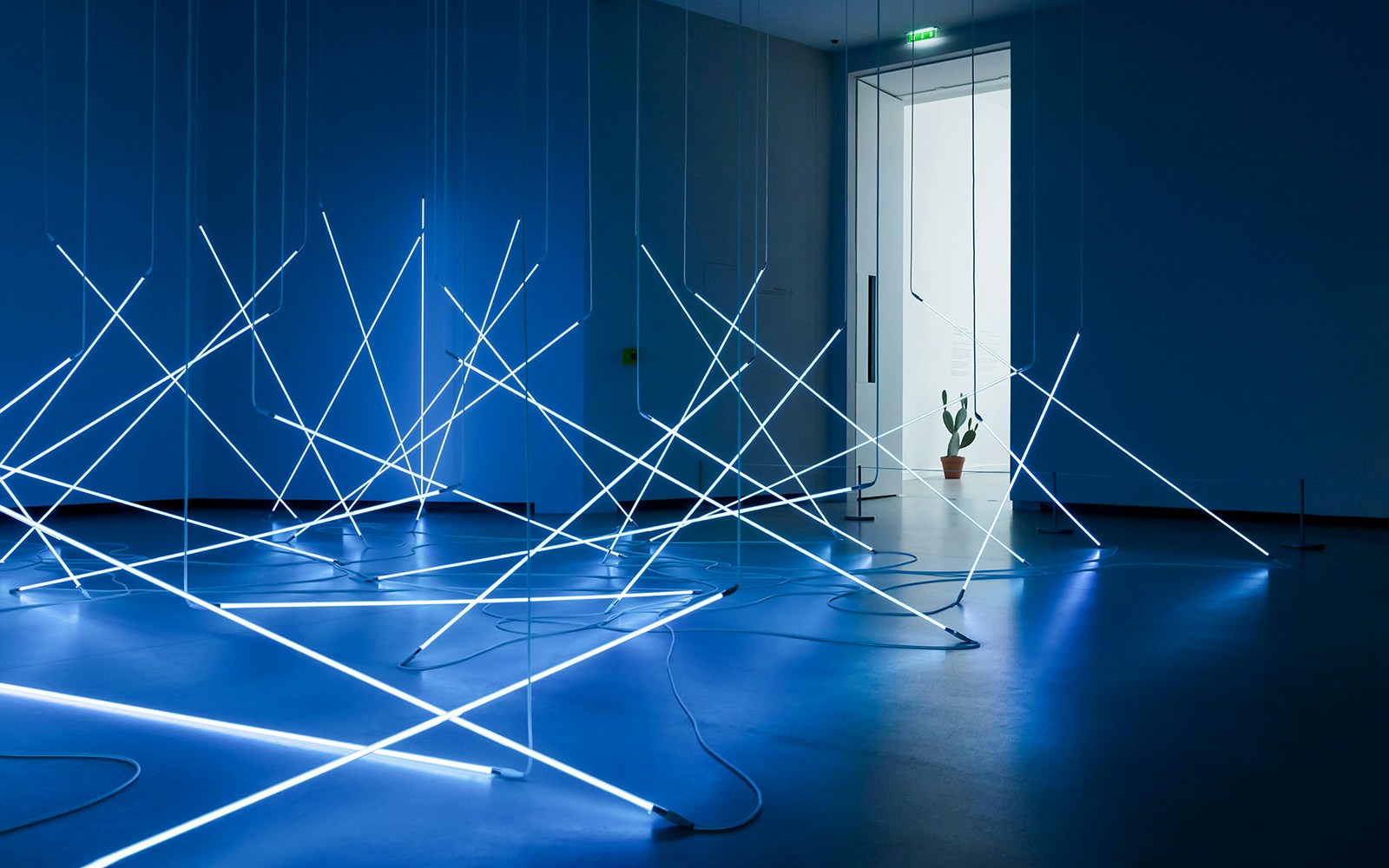 Light installation at Fondation Louis Vuitton, Avenue du Mahatma Gandhi, Paris.