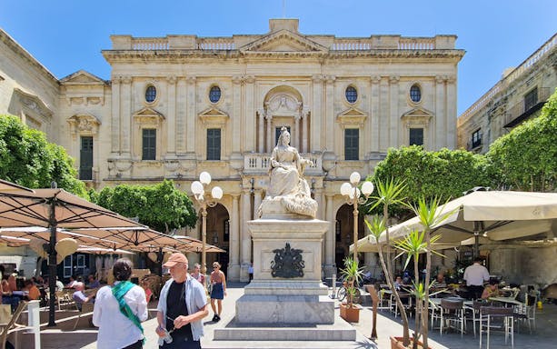 Statue of Queen Victoria in front of the National Library of Malta, Valletta Walking Tour.