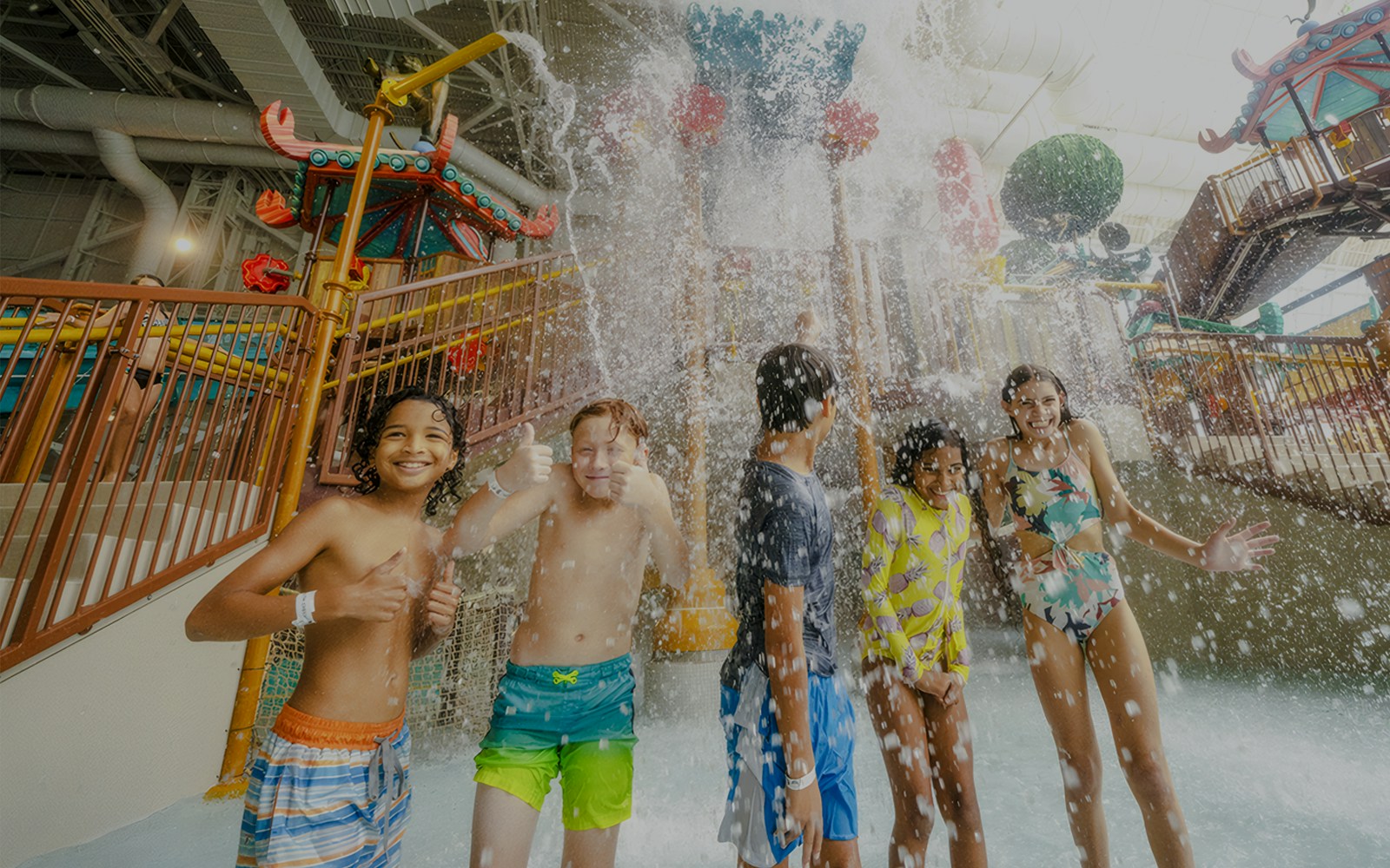 Children enjoying Kung Fu Panda Temple of Awesomeness at American Dream DreamWorks Water Park, New Jersey.