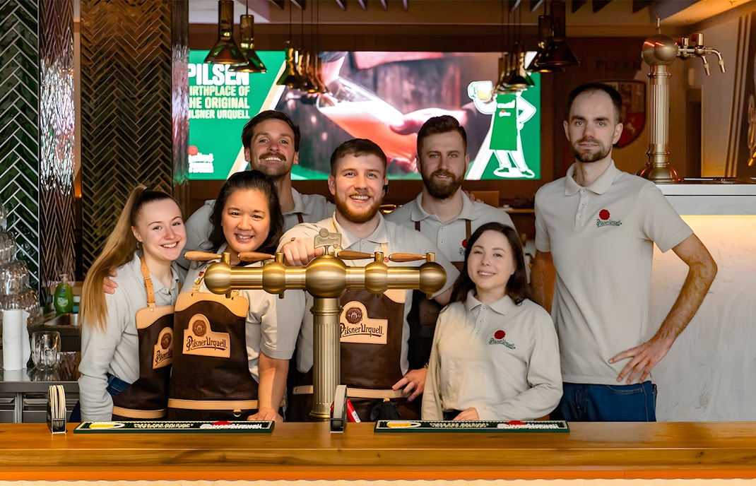 Pilsner Urquell staff at The Original Beer Experience, Prague.