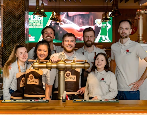Pilsner Urquell staff at The Original Beer Experience, Prague.