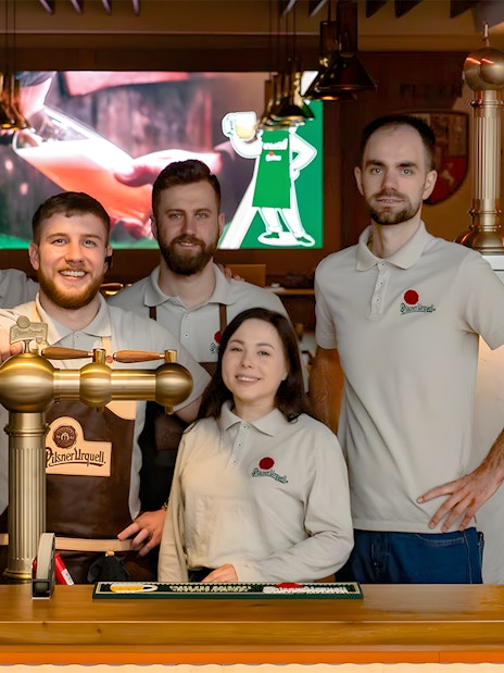 Staff at Pilsner Urquell The Original Beer Experience in Pilsen, Czech Republic.
