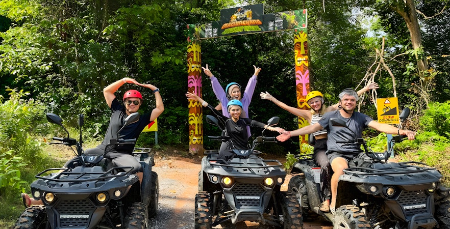 ATV riders at Langkawi Sky ATV Ride, Mountain Manchinchang entrance.