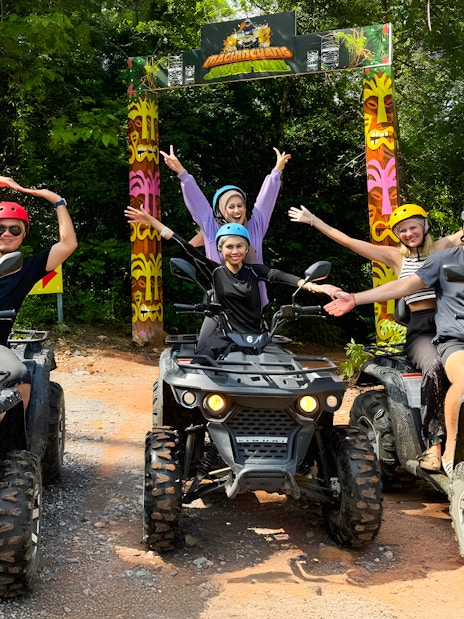 ATV riders at Langkawi Sky ATV Ride, Mountain Manchinchang entrance.