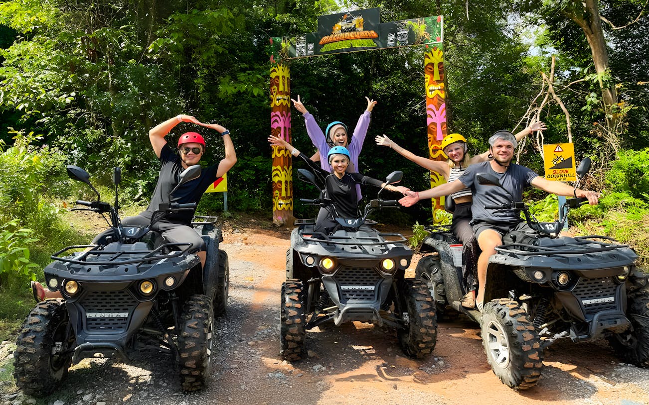 ATV riders at Langkawi Sky ATV Ride, Mountain Manchinchang entrance.