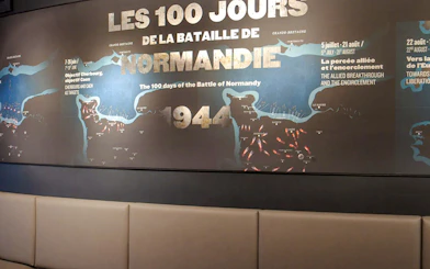 Timeline of the Battle of Normandy 1944 at Arromanches 360 Circular Cinema, France.