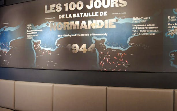 Timeline of the Battle of Normandy 1944 at Arromanches 360 Circular Cinema, France.