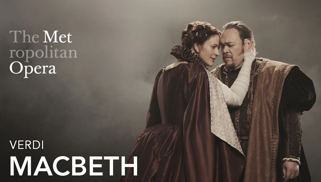Performers in period costumes from Verdi's Macbeth at the Metropolitan Opera, Broadway.