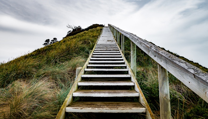 Truganini Lookout view of Bruny Island coastline, Tasmania, Australia.