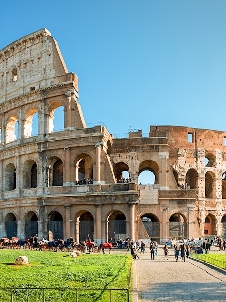 Visitors exploring the Colosseum in Rome, Italy.