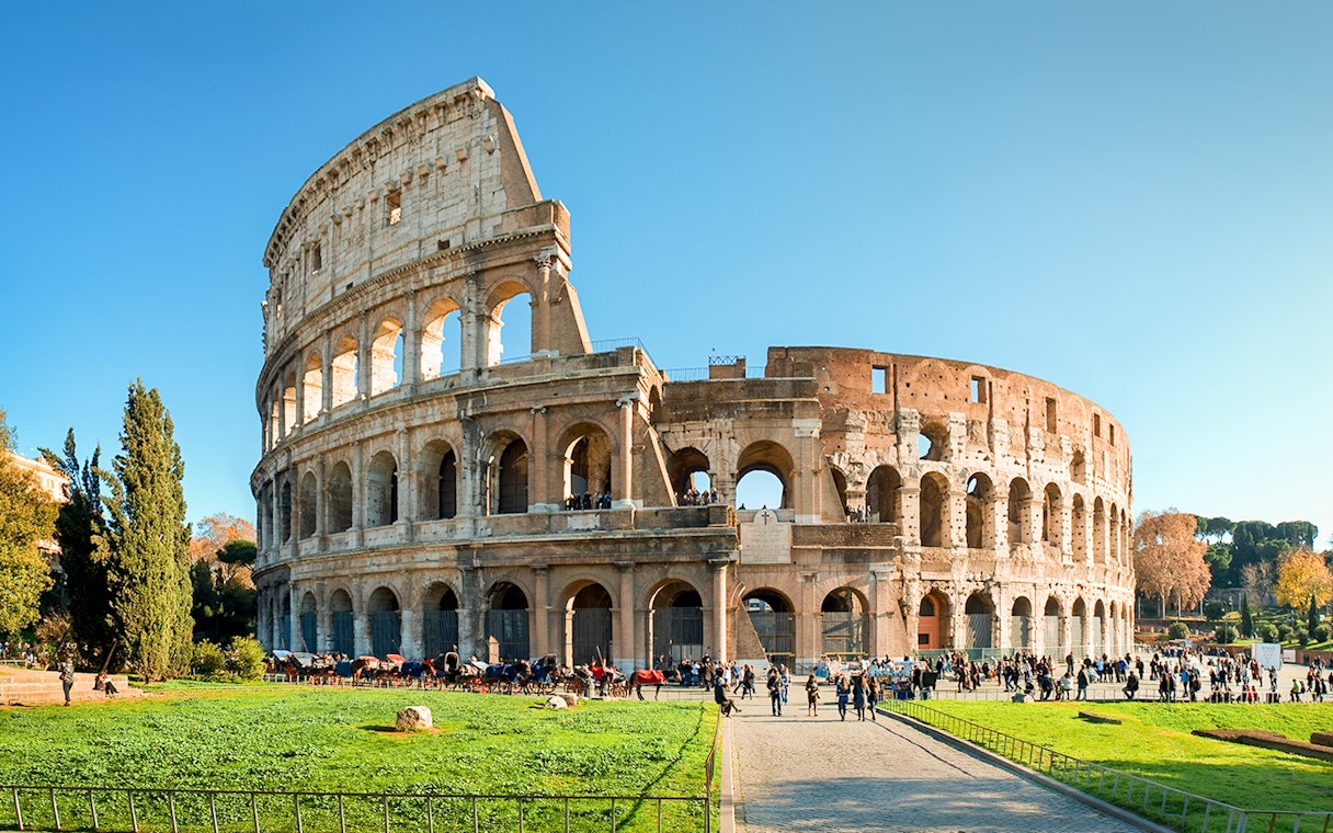 Visitors exploring the Colosseum in Rome, Italy.