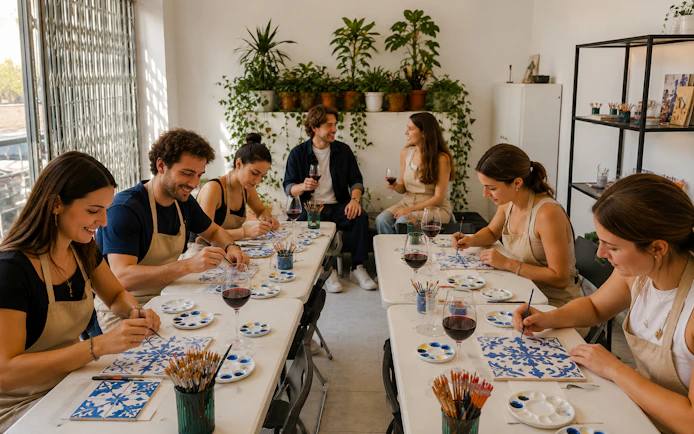 Porto Azulejo Tile Painting Workshop with Port Wine