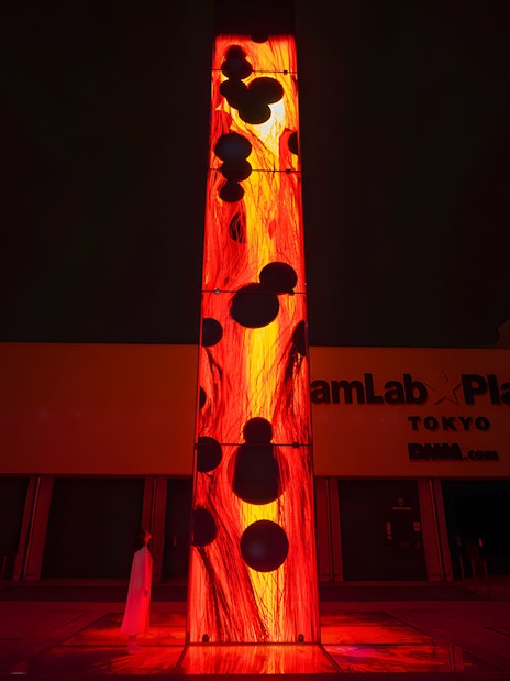 Entrance to teamLab Planets Tokyo with illuminated art installation.