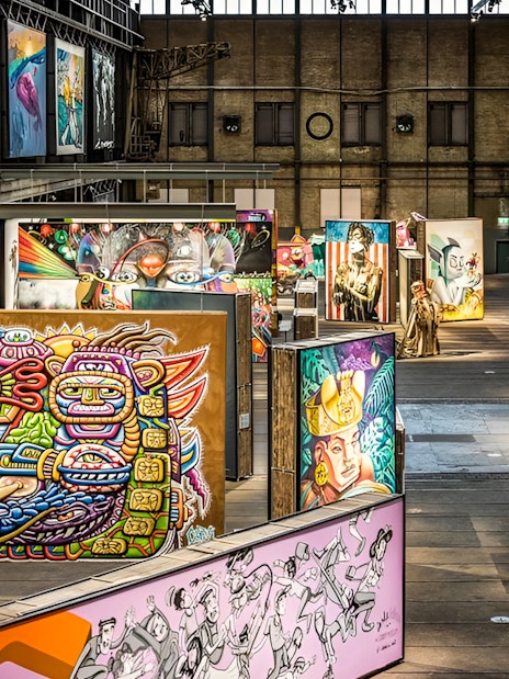 STRAAT Museum interior with vibrant street art displays in Amsterdam.