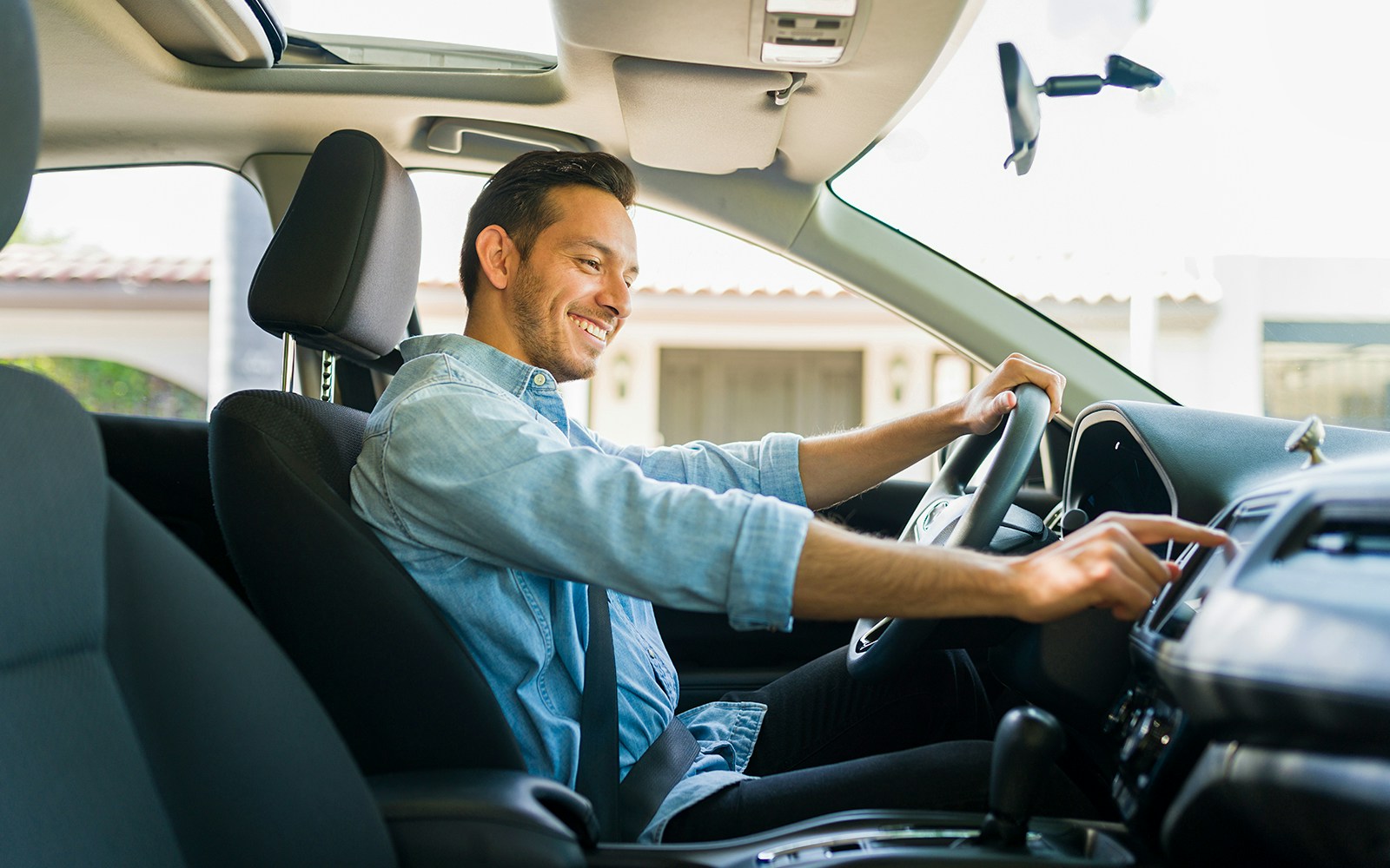 Tourist driving with gps