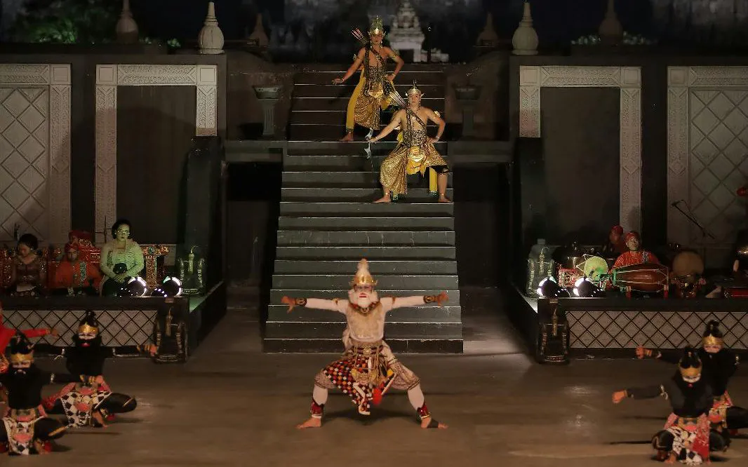 Traditional dance performance at Prambanan Temple, Indonesia.