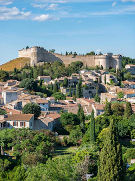 Fort Saint-André overlooking a village in Villeneuve-lès-Avignon, France.