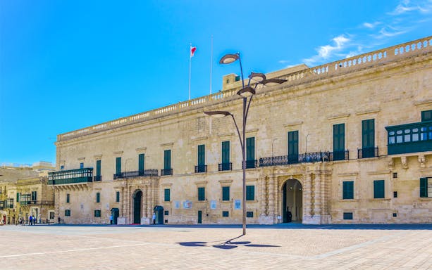 Grandmaster's Palace facade in Valletta, Malta, seen during a walking tour.