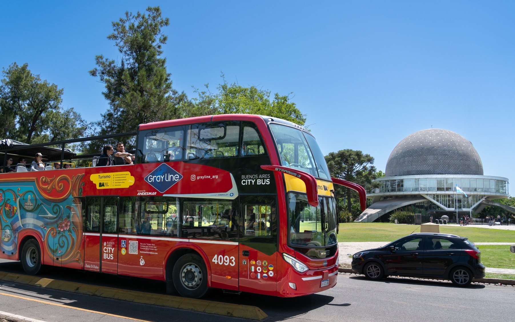 Hop-on Hop-off bus near Planetario Galileo Galilei in Buenos Aires.