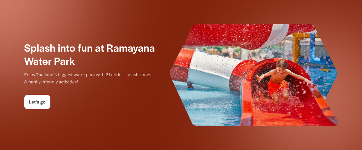 Child sliding down a water slide at Ramayana Water Park, Pattaya, Thailand.