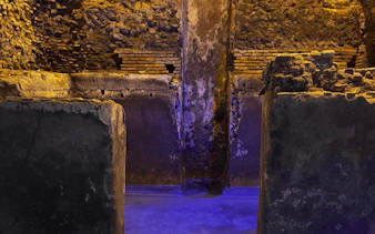 Subterranean aqueducts beneath Piazza Navona, showcasing ancient Roman architecture in Rome.