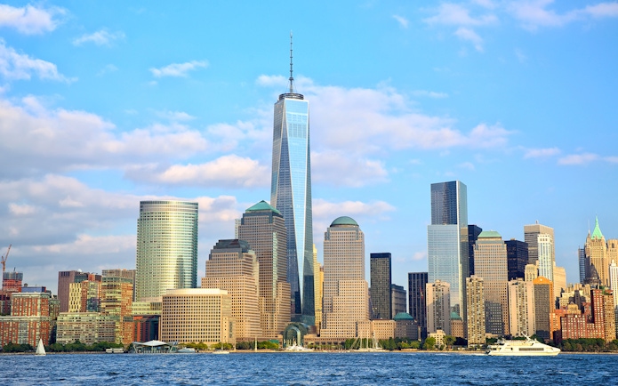 One World Observatory with New York City skyline in the background.