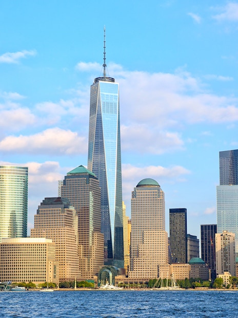 One World Observatory with New York City skyline in the background.