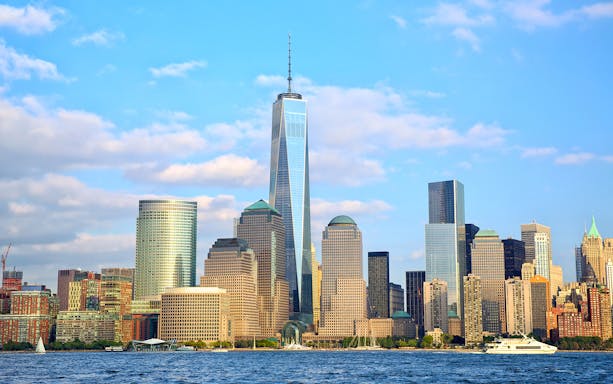 One World Observatory with New York City skyline in the background.