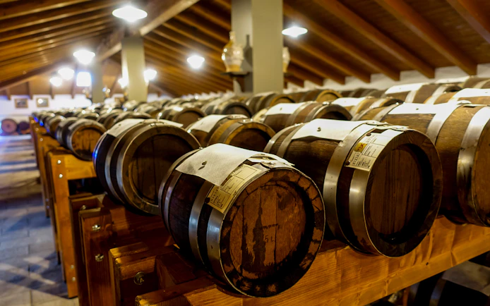 Barrels aging balsamic vinegar in a Modena cellar.