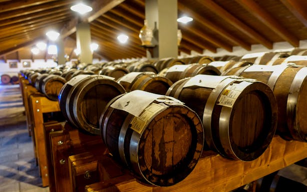 Barrels aging balsamic vinegar in a Modena cellar.